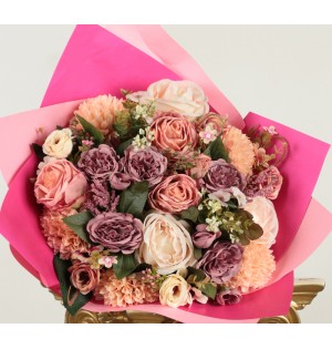 yapay pembe gül buket büyük boy